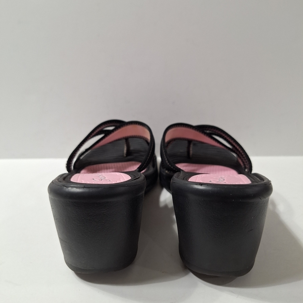 Skechers Casual Black and Pink Wedge Platform Strappy Comfy Slip On Sandal Sz.8 - Picture 3 of 11